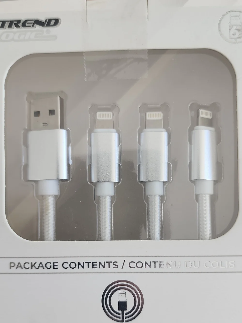3-in-1 Braided Lightning Cable - Silver